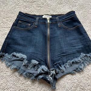 Front Zipper Denim Shorts